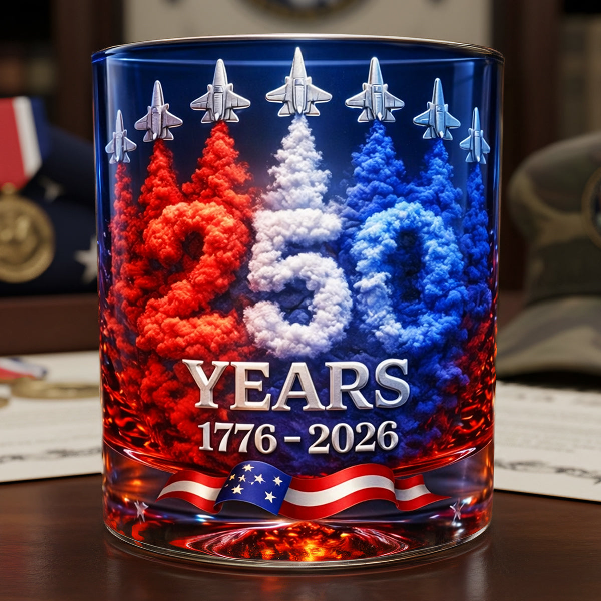 250th Anniversary 11oz Round Glass - Personalized Gifts For Patriotic 01TOTA240326-Homacus