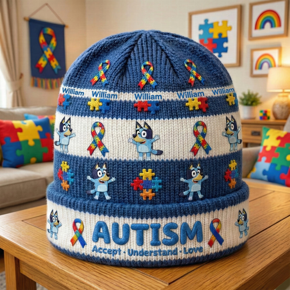 Awareness Bobble Beanie Hat - Personalized Gifts For Kids 02TGQN100126-Homacus