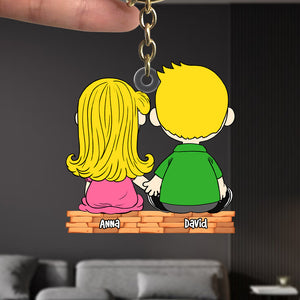 Side By Side Couple Keychain - Personalized Gifts For Couples-Homacus