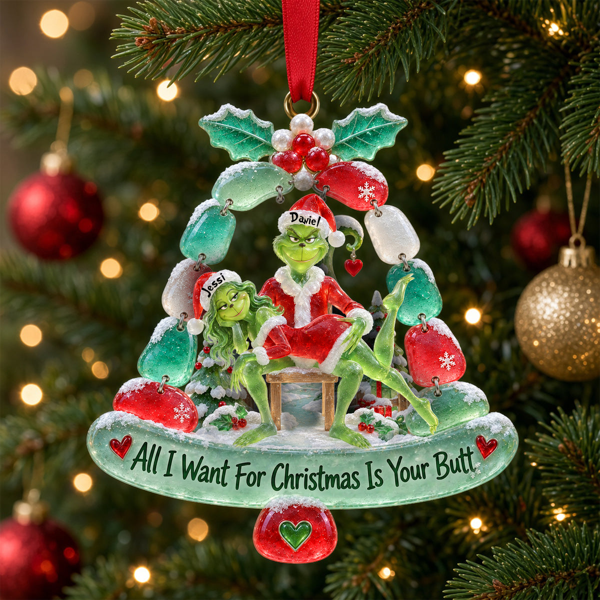 Cheeky Mistletoe Couple Acrylic Ornament - Personalized Christmas Gifts For Couple 04ohlu150926
