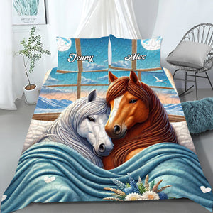 Personalized Gift For Horse Couples Quilt Bedding Set Special Line 03OHMH181224-Homacus