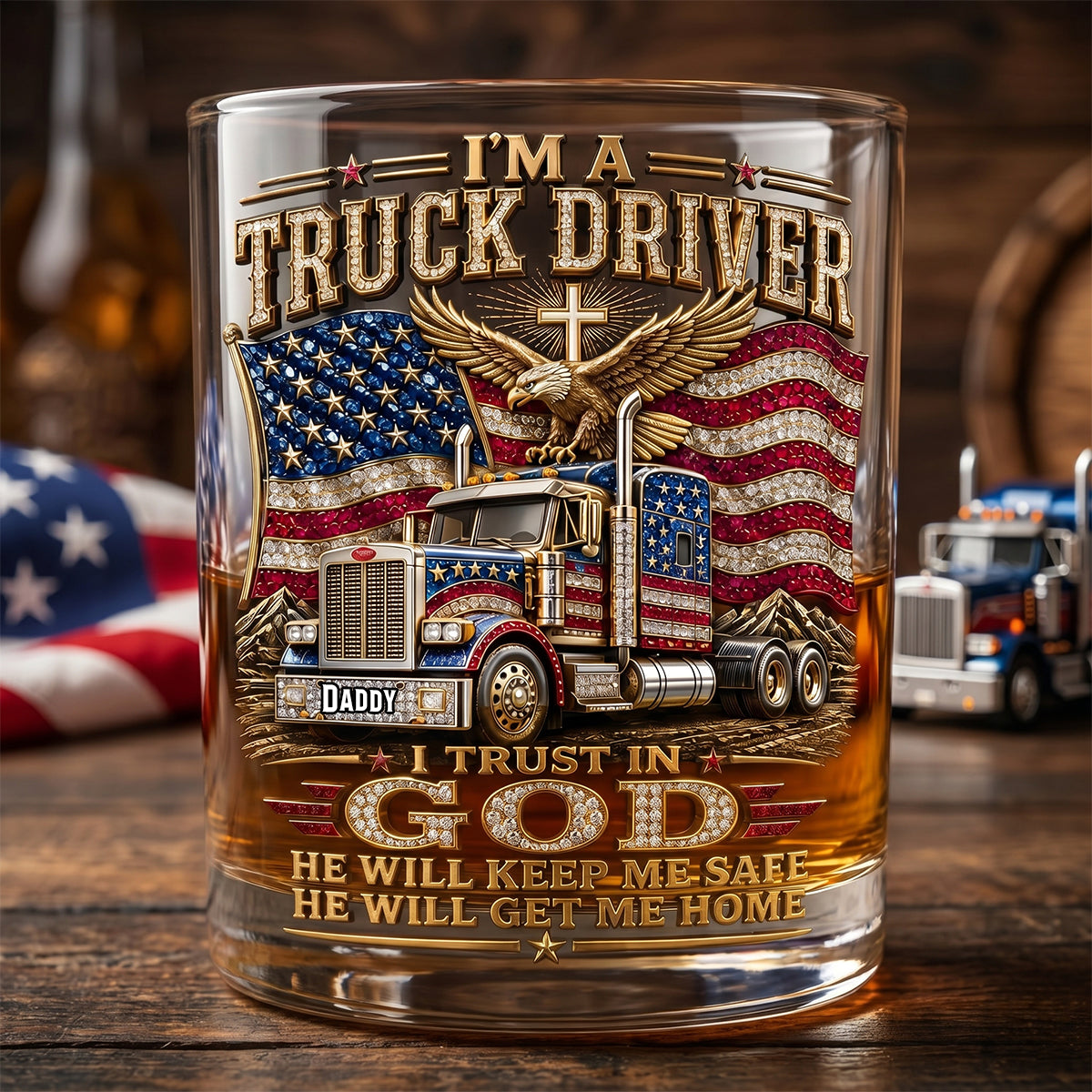Dad Round Glass - Personalized Father's Day Gifts For Christian Truck Driver 02padh250526-Homacus