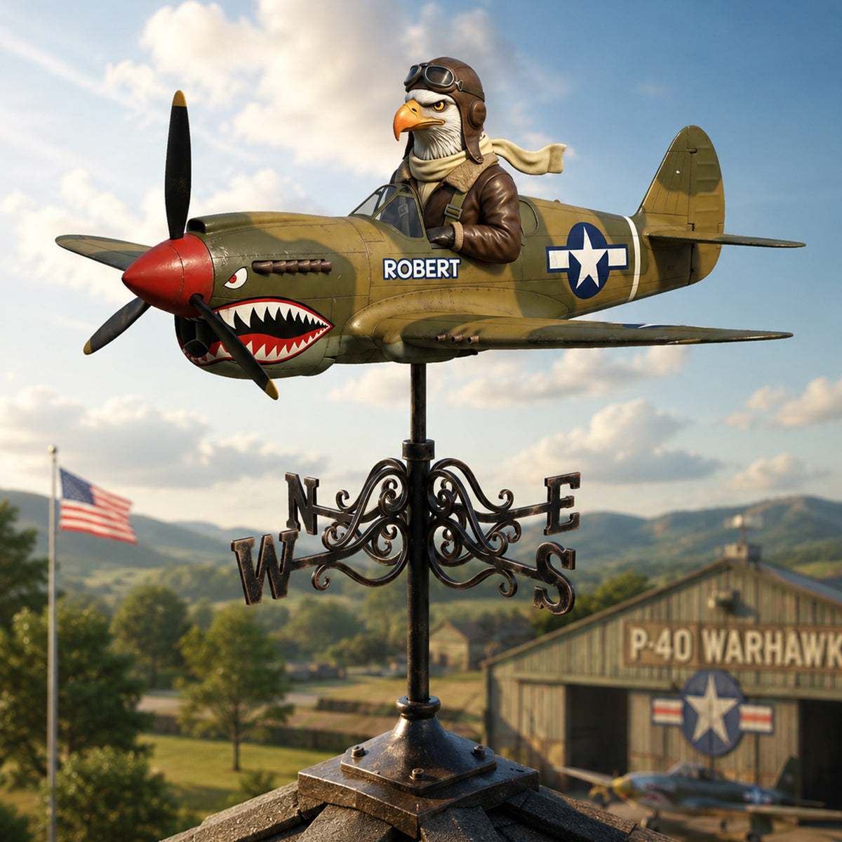 Vintage Fighter Pilot Metal Weather Vane Personalized Aviator Gifts 02NADT030626