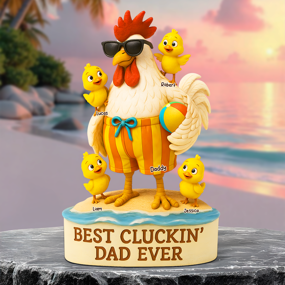 Rooster Dad Plaque - Personalized Gifts For Dad 03qhpu140525-Homacus