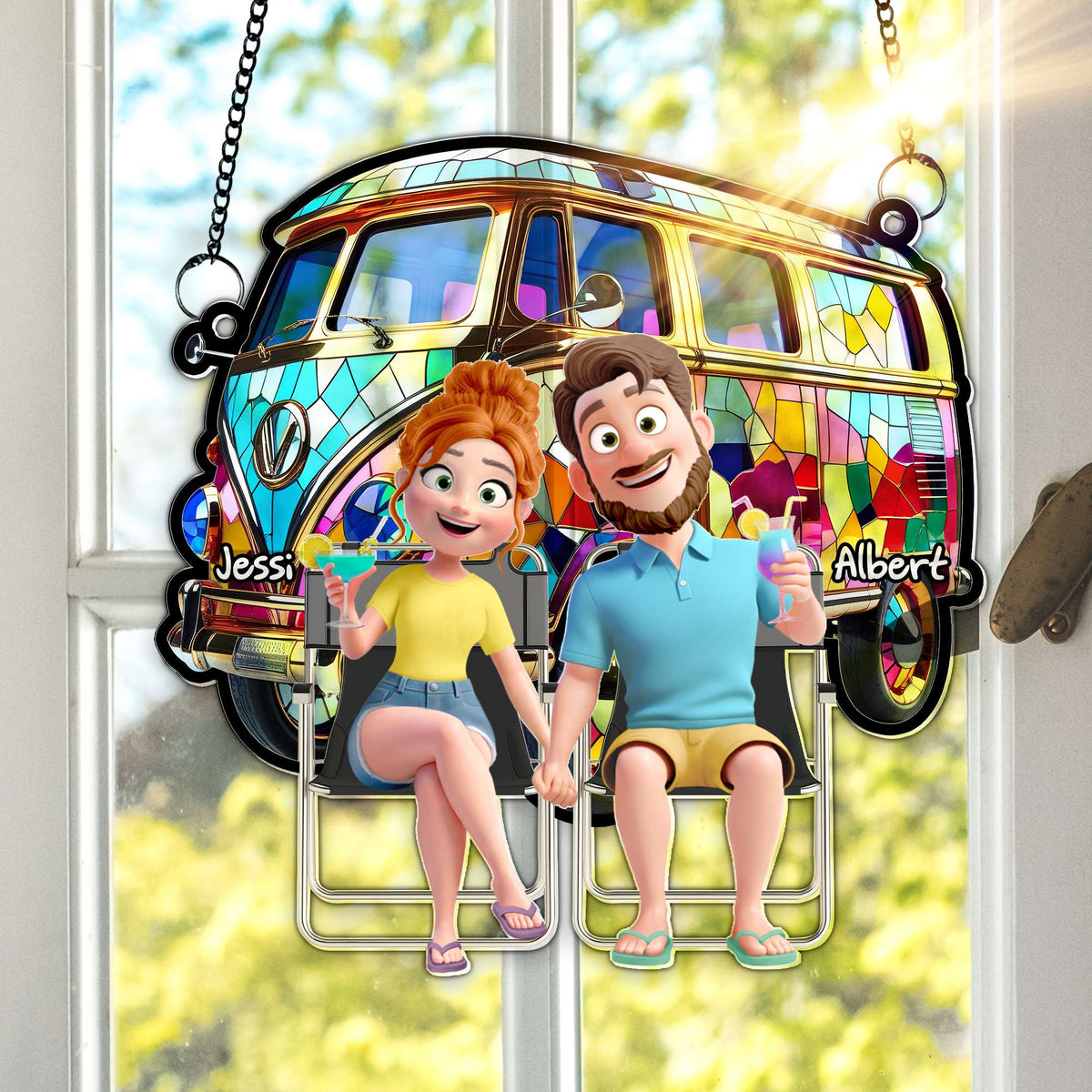 Couple With Colorful Motorized RV Suncatcher - Personalized Gifts For Couple 01TGLU140725-Homacus