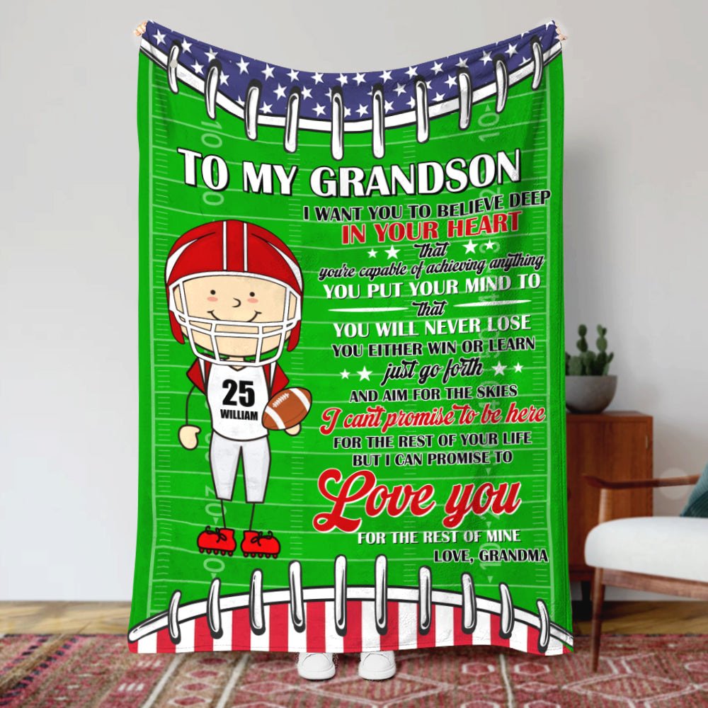 Personalized American Football Blanket, Gift For Child, Gift For Football Lover-Homacus