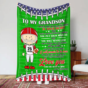 Personalized American Football Blanket, Gift For Child, Gift For Football Lover-Homacus