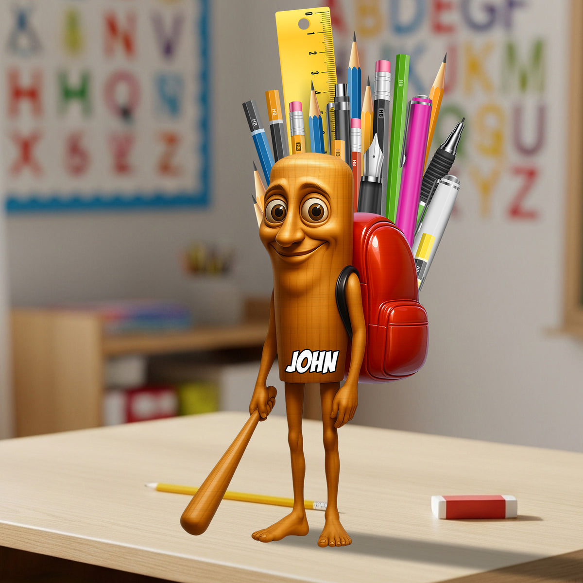 Kid Wooden Pen Holder - Personalized Gifts For Kid 02OHDT260725-Homacus