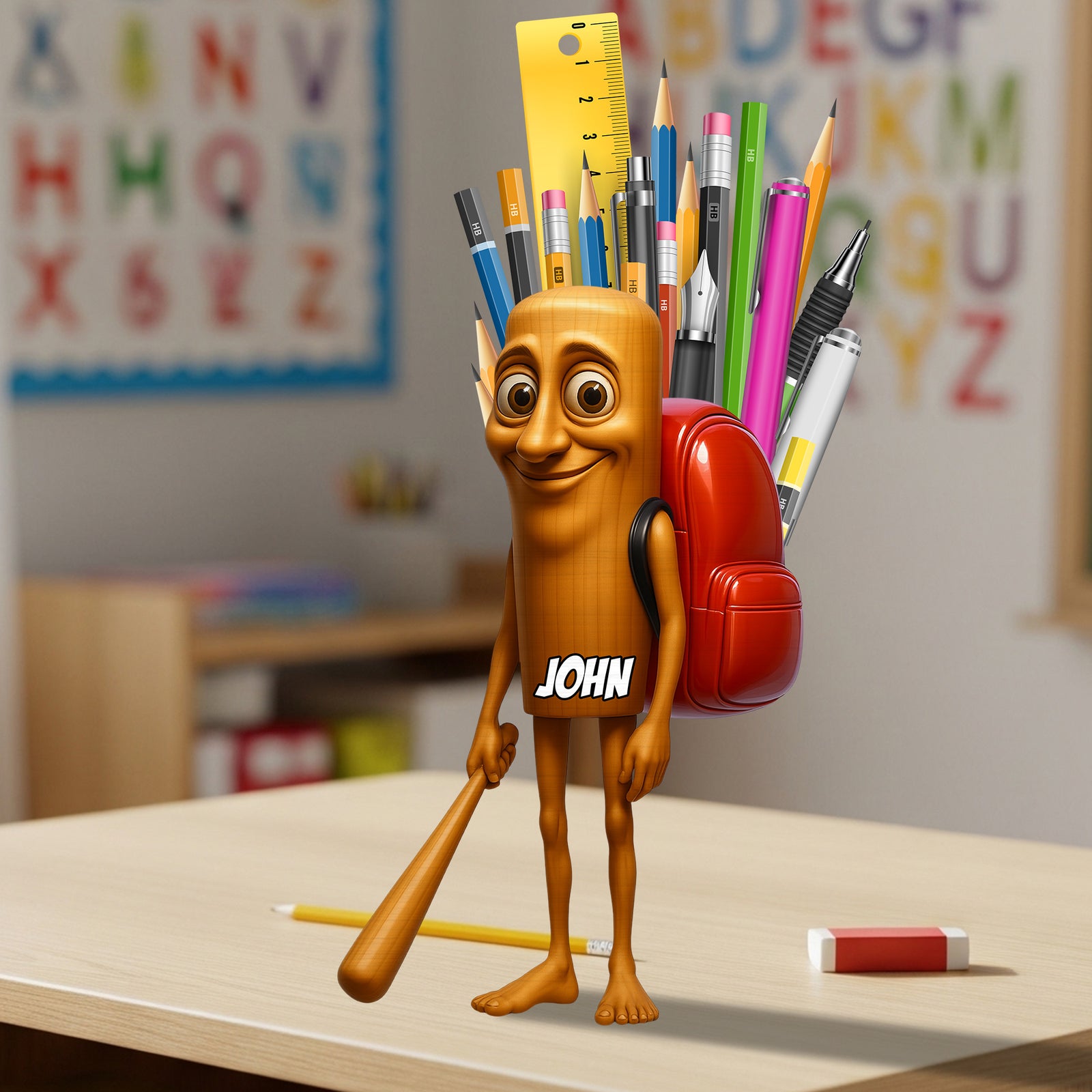 Kid Wooden Pen Holder - Personalized Gifts For Kid 02OHDT260725-Homacus