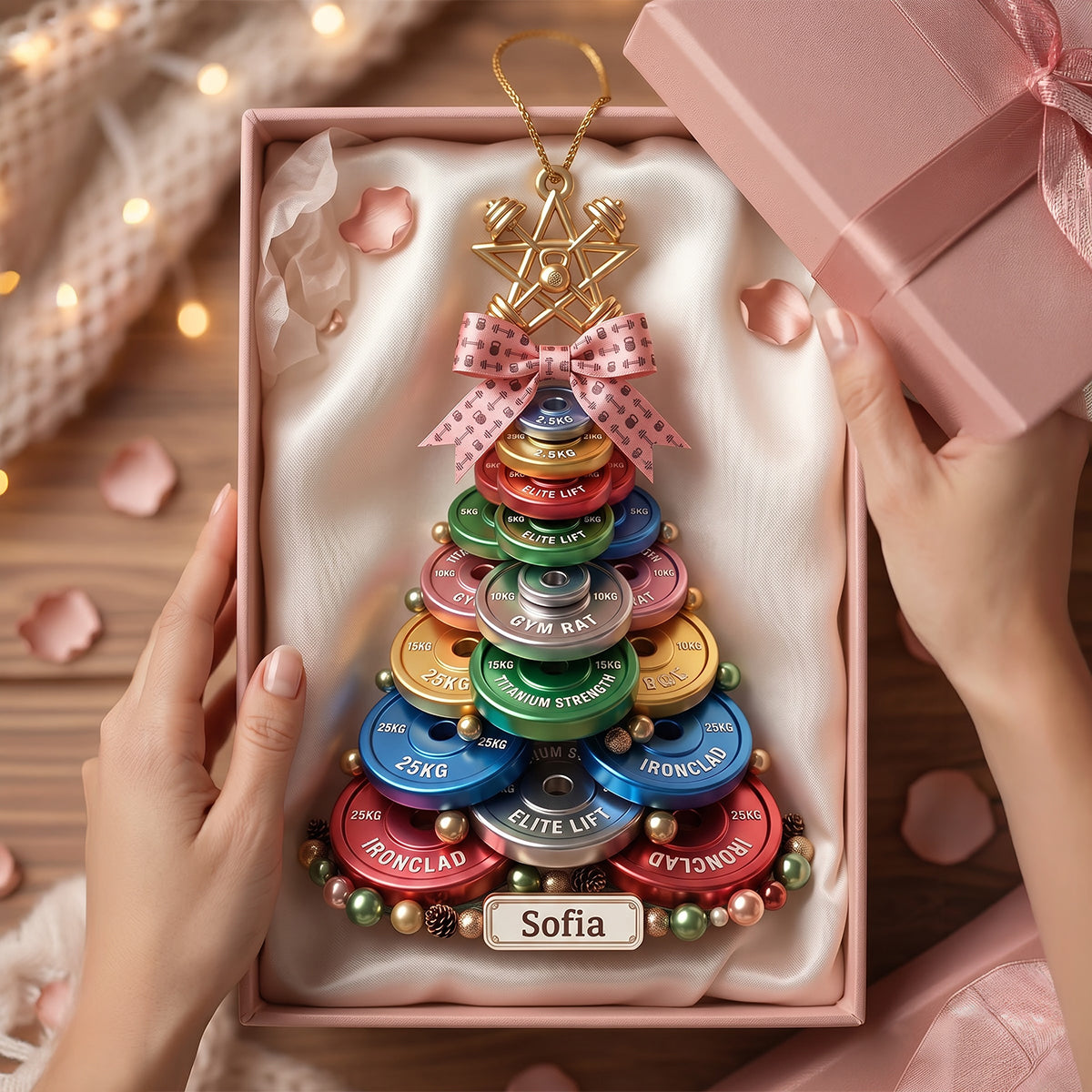 Weight Plate Tree Christmas Ornament, Personalized Gifts For Gymers 05qhtn100826-Homacus