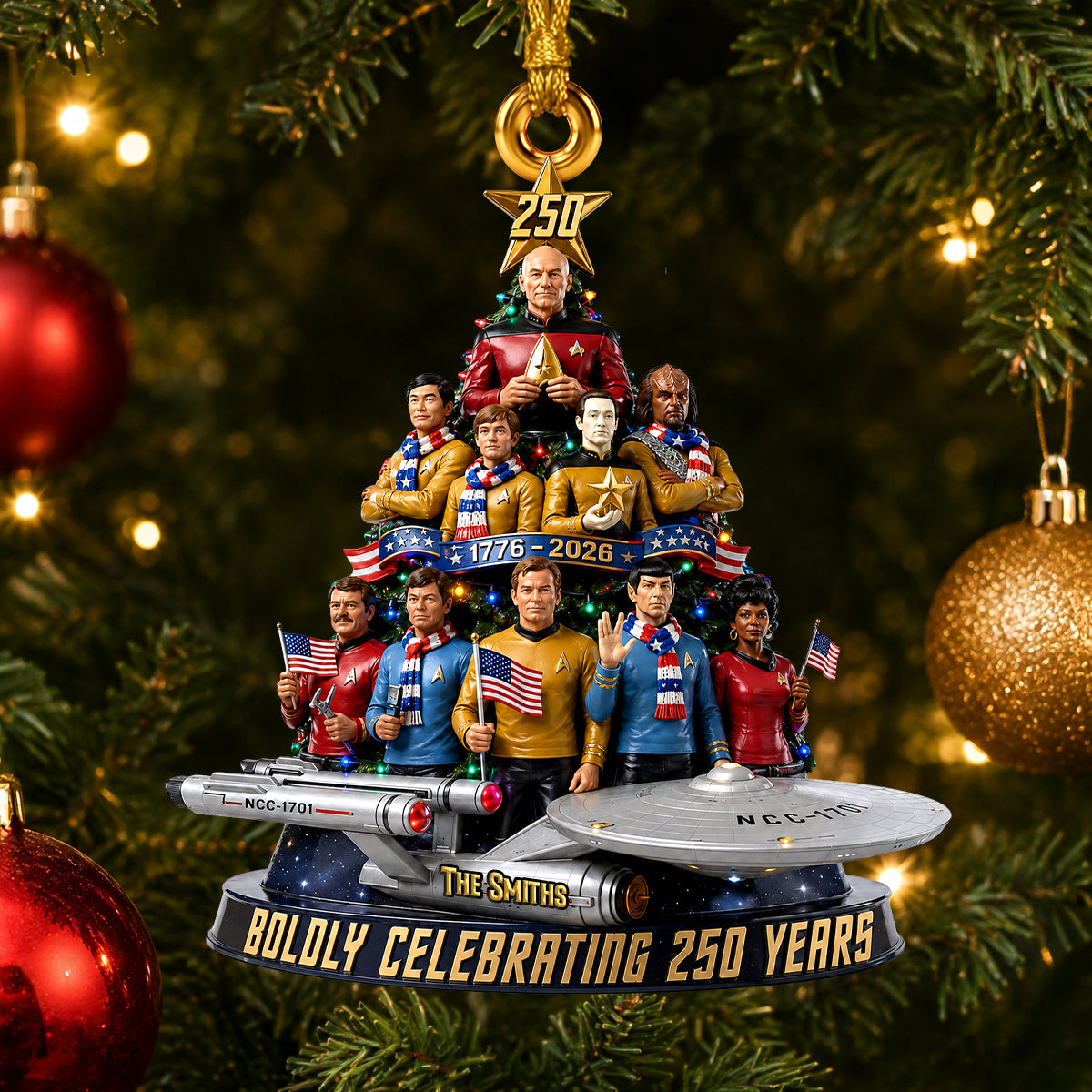 Patriotic Space Adventure Acrylic Ornament - Personalized 250th Anniversary Gift For Family 04TYDH240826