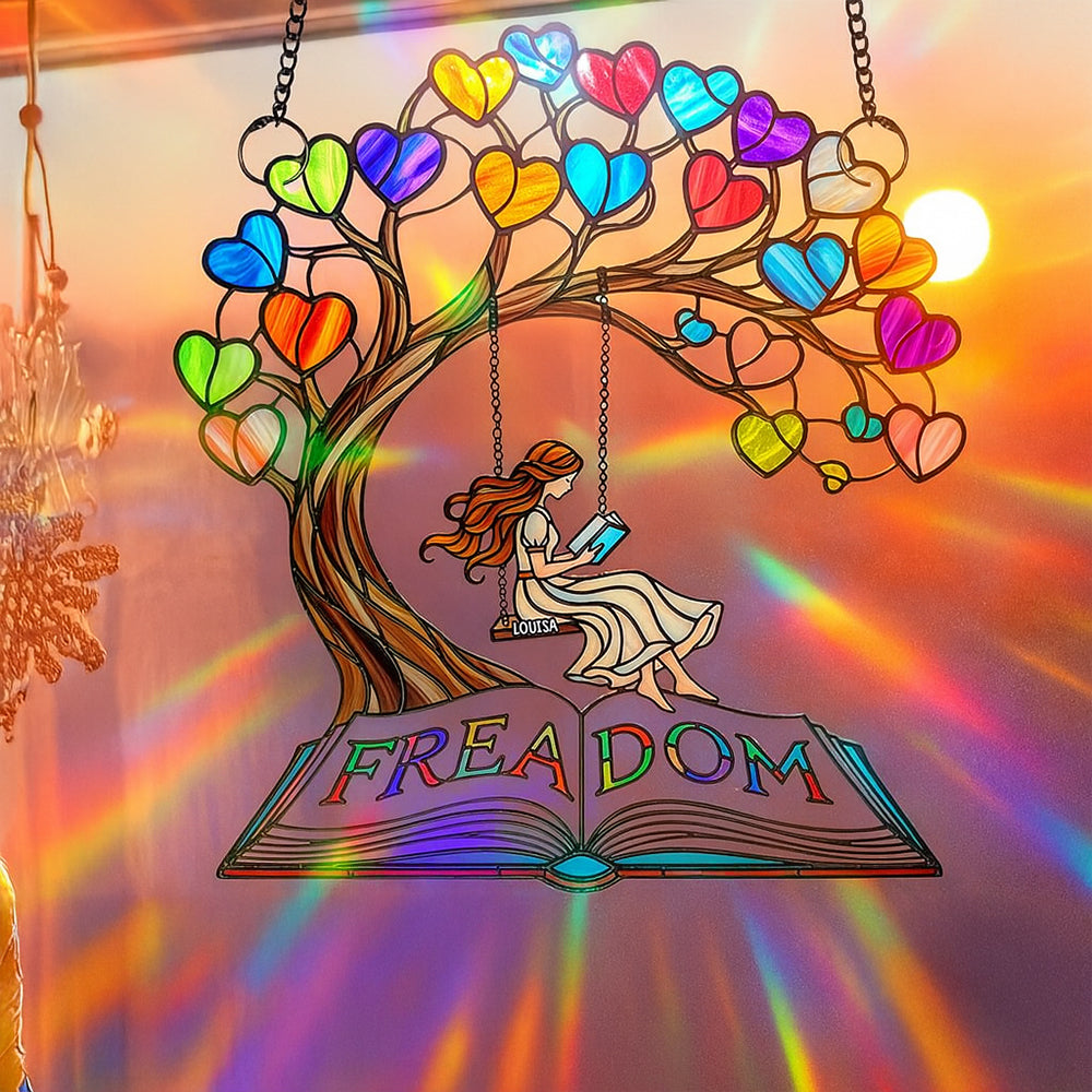 Reading Girl Suncatcher Ornament Personalized Gifts for Book Lovers 04QHDT160725-Homacus