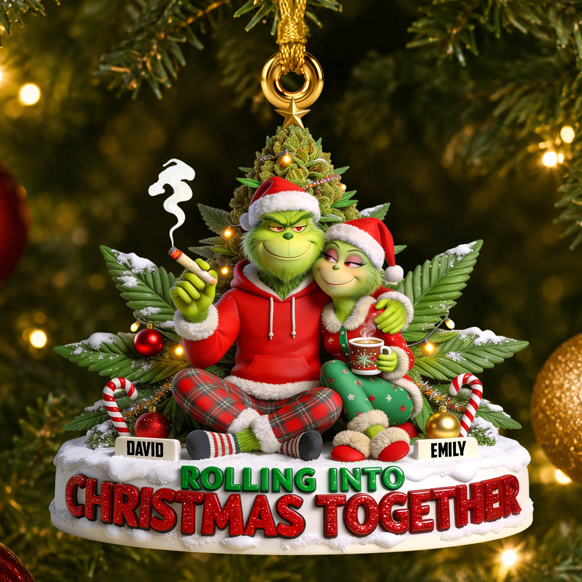 Rolling Into Christmas Together Acrylic Ornament - Personalized Gift For Couples 06TODH150926-Homacus