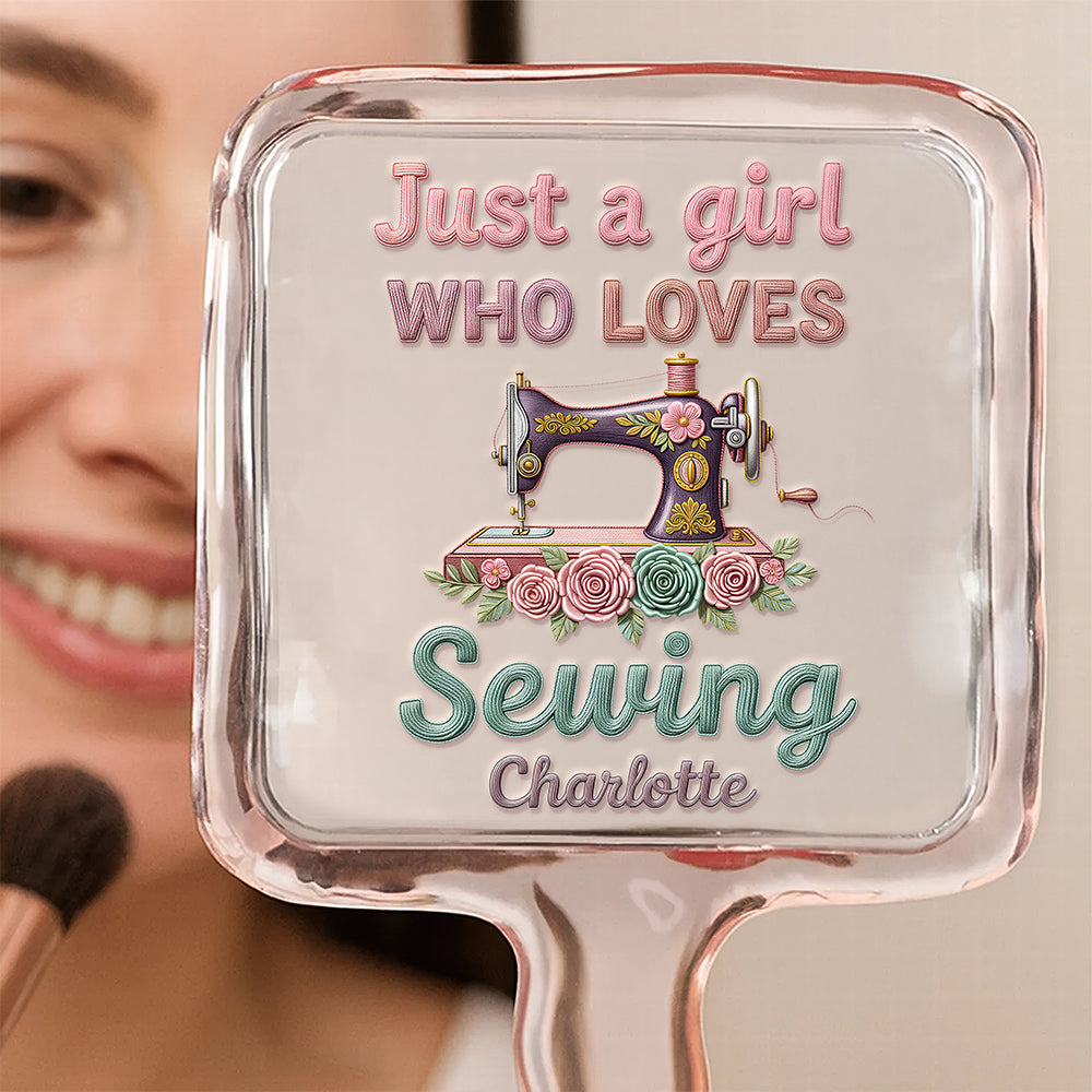 Sewing Girl Handheld Mirror - Personalized Gifts For Sewing Lovers 09pgdt161225-Homacus
