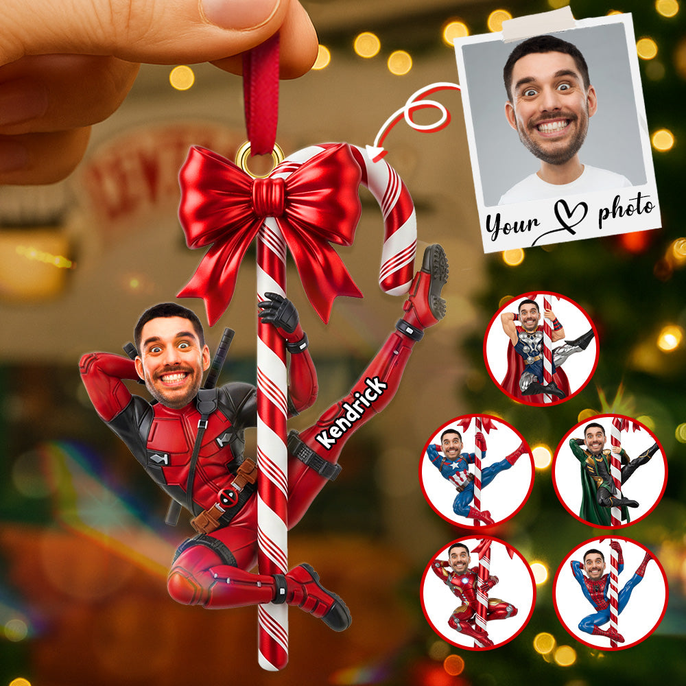 Custom Photo Funny Hero Ornament - Personalized Gifts For Christmas 04NAMG280825-Homacus