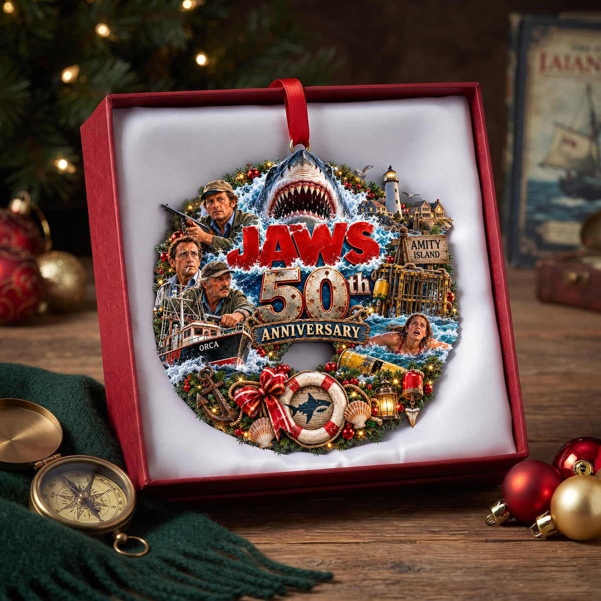 50th Anniversary Shark Ornament - Personalized Christmas Gifts 02ohlu300926-Homacus