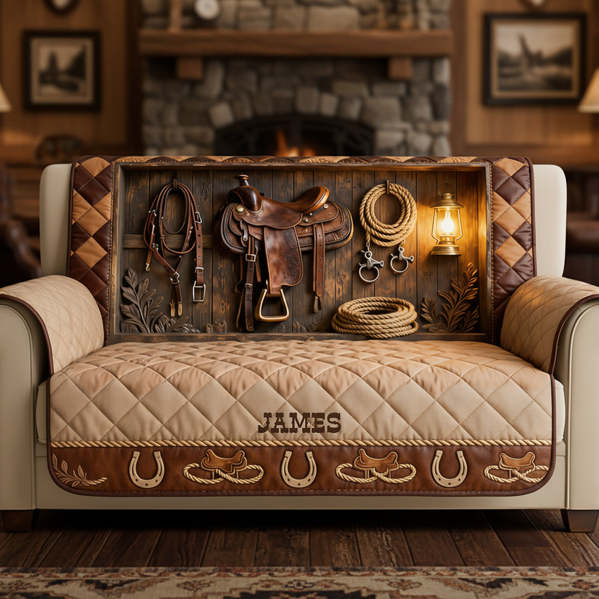 Horse Workshop Sofa Cover - Personalized Gifts For Horse Lover Quilted Sofa Cover 04KITA280126-Homacus