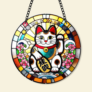 Personalized Gifts For Christmas Suncatcher Ornament 52ACQN240824 Lucky Cat-Homacus