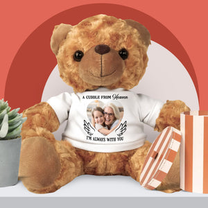 Custom Photo Gifts For Kids Bear With Shirt 03natn200225 A Cuddle From Heaven I'm Always With You-Homacus