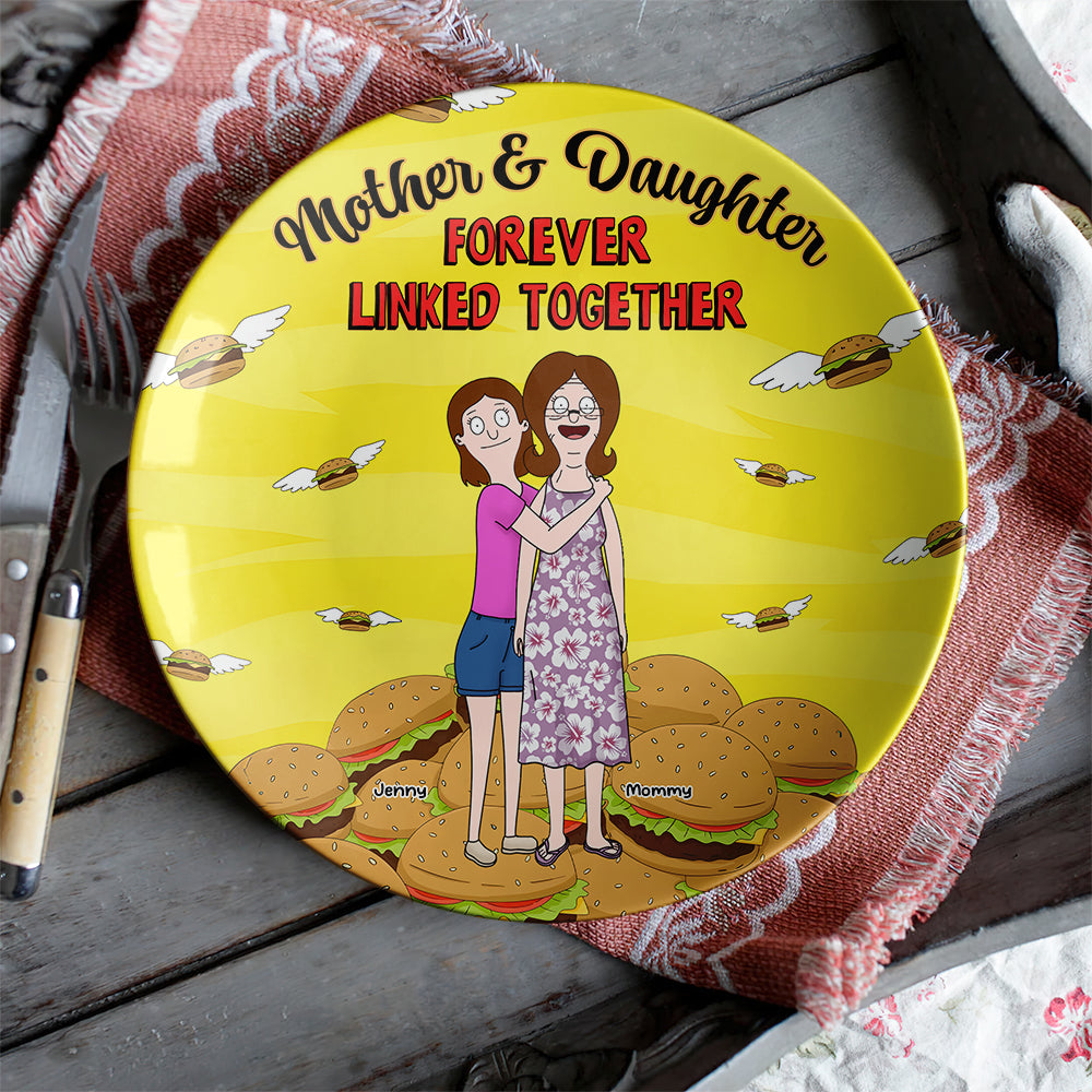 Personalized Gift For Mom Ceramic Round Plate Mother's Day Mom And Daughter 04XQMH140325HG-Homacus