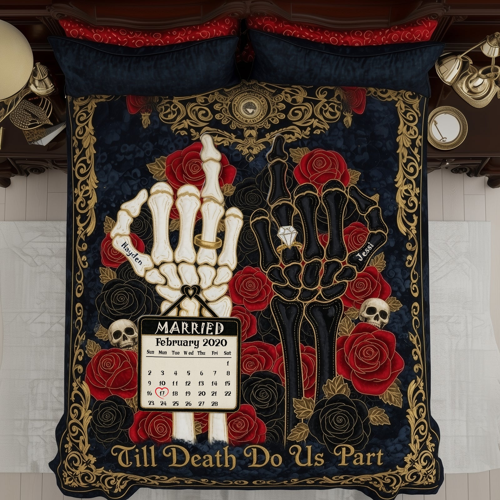 Gothic Wedding Skeleton Quilt Bedding Set Special Line - Gifts For Couple 01TGLU220725-Homacus