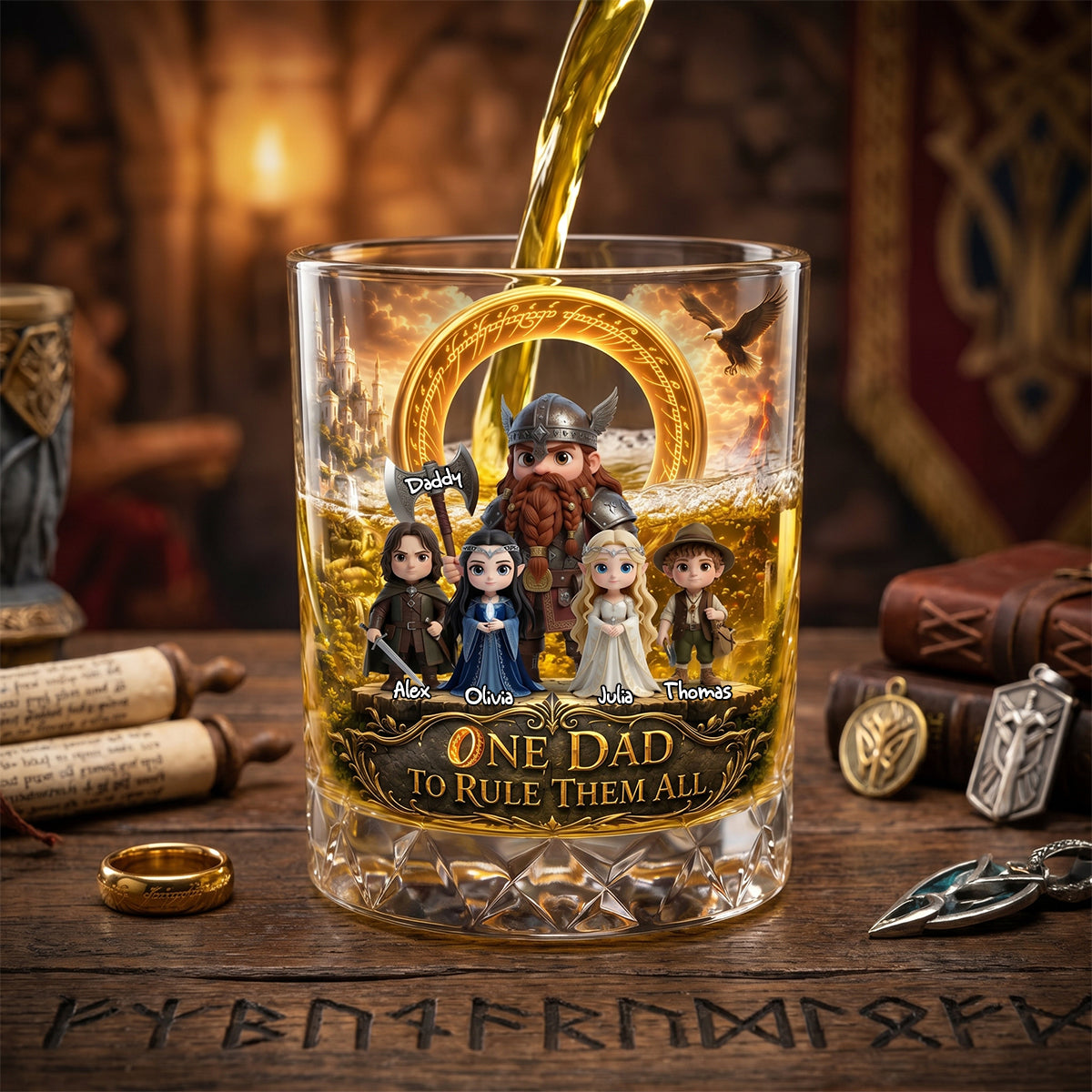Mythic Adventure Dad Glass Mug Personalized Gifts For Dad 04TYDH220526-Homacus