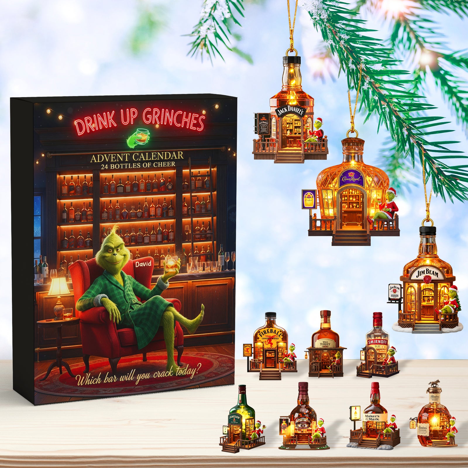 Festive Alcohol Bar Advent Calendar Acrylic Blind Box, Personalized Gifts For Drinkers 03QHQN211025-Homacus