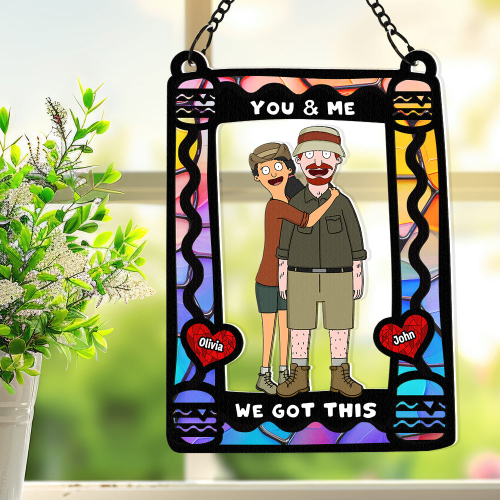 Personalized Gifts For Couple Window Hanging Suncatcher Ornament Cartoon Couple 03ACDT110225HG-Homacus