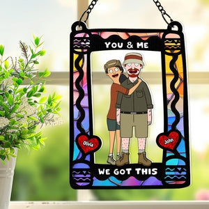 Personalized Gifts For Couple Window Hanging Suncatcher Ornament Cartoon Couple 03ACDT110225HG-Homacus