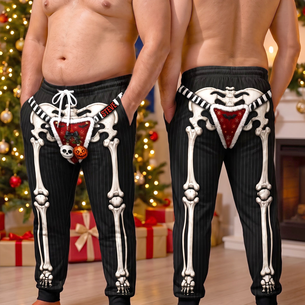 Funny Skeleton Holiday Sweatpants- Personalized Gifts 04TYDH290826-Homacus
