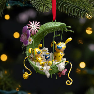 Cozy Spotted Yellow Monkey Family Hanging Nest Ornament, Personalized Gifts For Family 01qhtn061025-Homacus