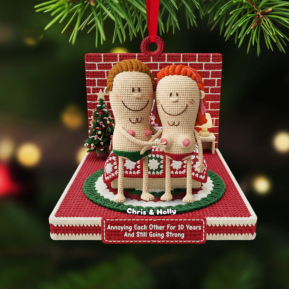Personalized Gifts For Christmas, Knitting Funny Couple Acrylic Ornament 02nata241025-Homacus