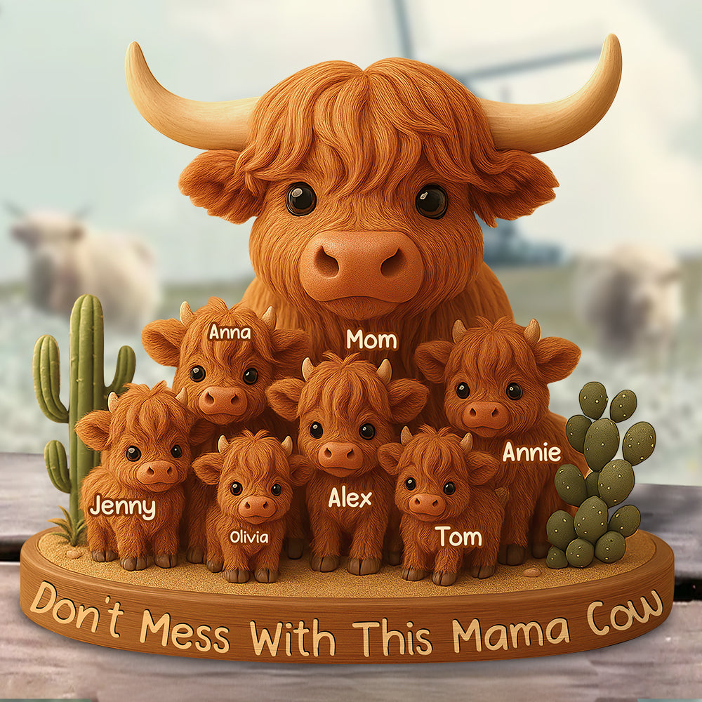Highland Cow Mama Acrylic Plaque - Personalized Christmas Gifts For Mom 03XQDT150425-Homacus