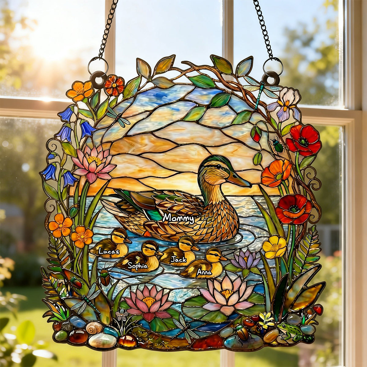 Ducky Mom Suncatcher Ornament - Personalized Gifts For Mom 04TYTN260226