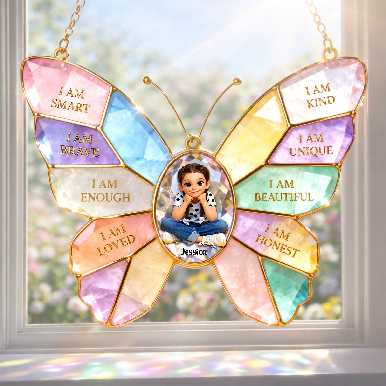 Daily Affirmation Kid Suncatcher Ornament Custom Photo Gifts For Kids 04NALU280226-Homacus