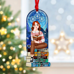 Personalized Christmas Gifts For Book Lovers Ornament 04hupu160924pa A Girl Sitting On Stack Of Books Reading-Homacus