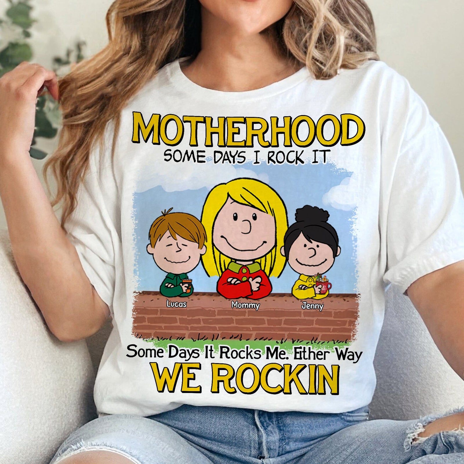 Personalized Gifts For Mom Shirt 01totn190225hh Motherhood Some Days We Rock It, Some Days It Rocks Me Either Way We Rockin'-Homacus