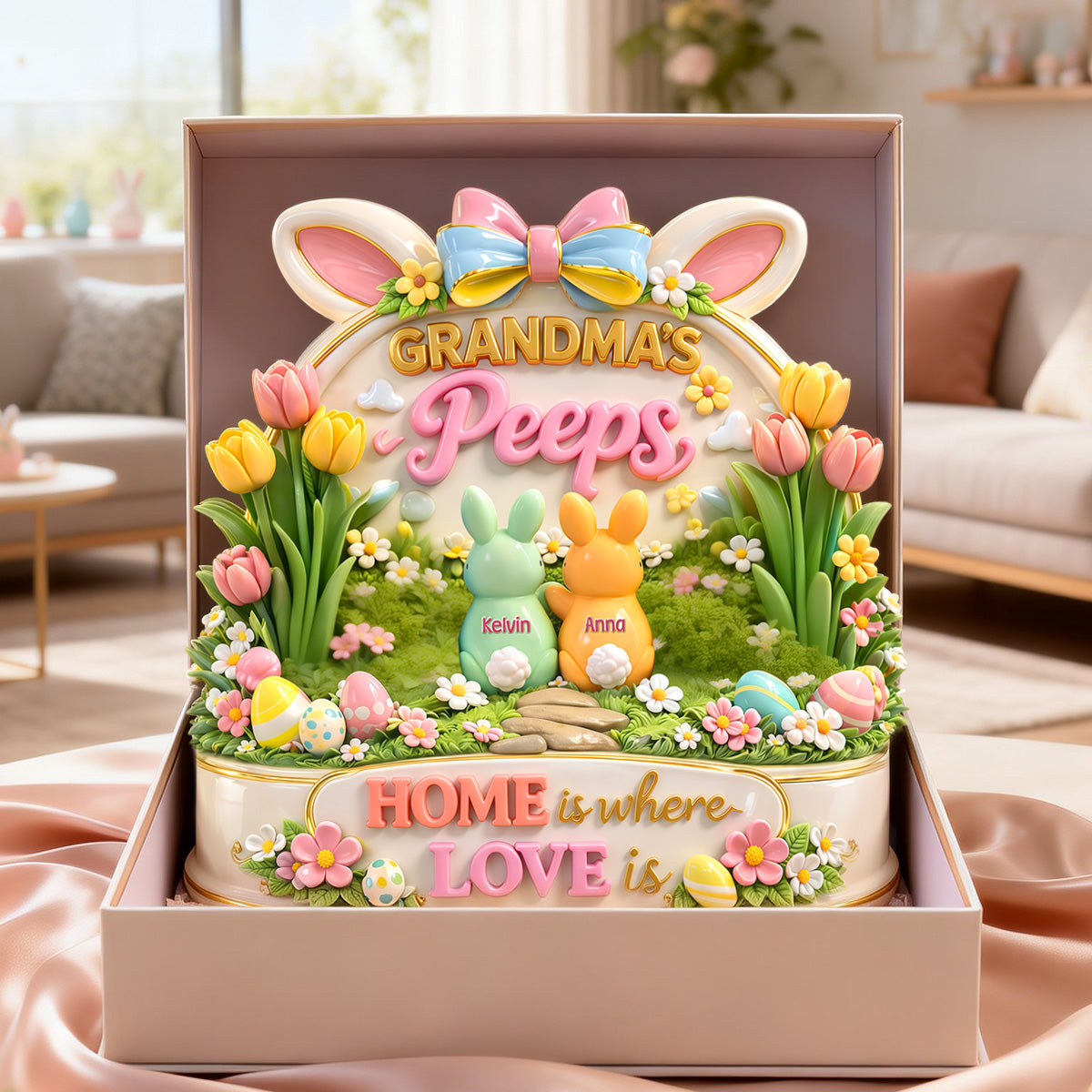 Bunny Peeps Acrylic Plaque - Personalized Gifts For Grandma Easter Day 01tymg170326-Homacus