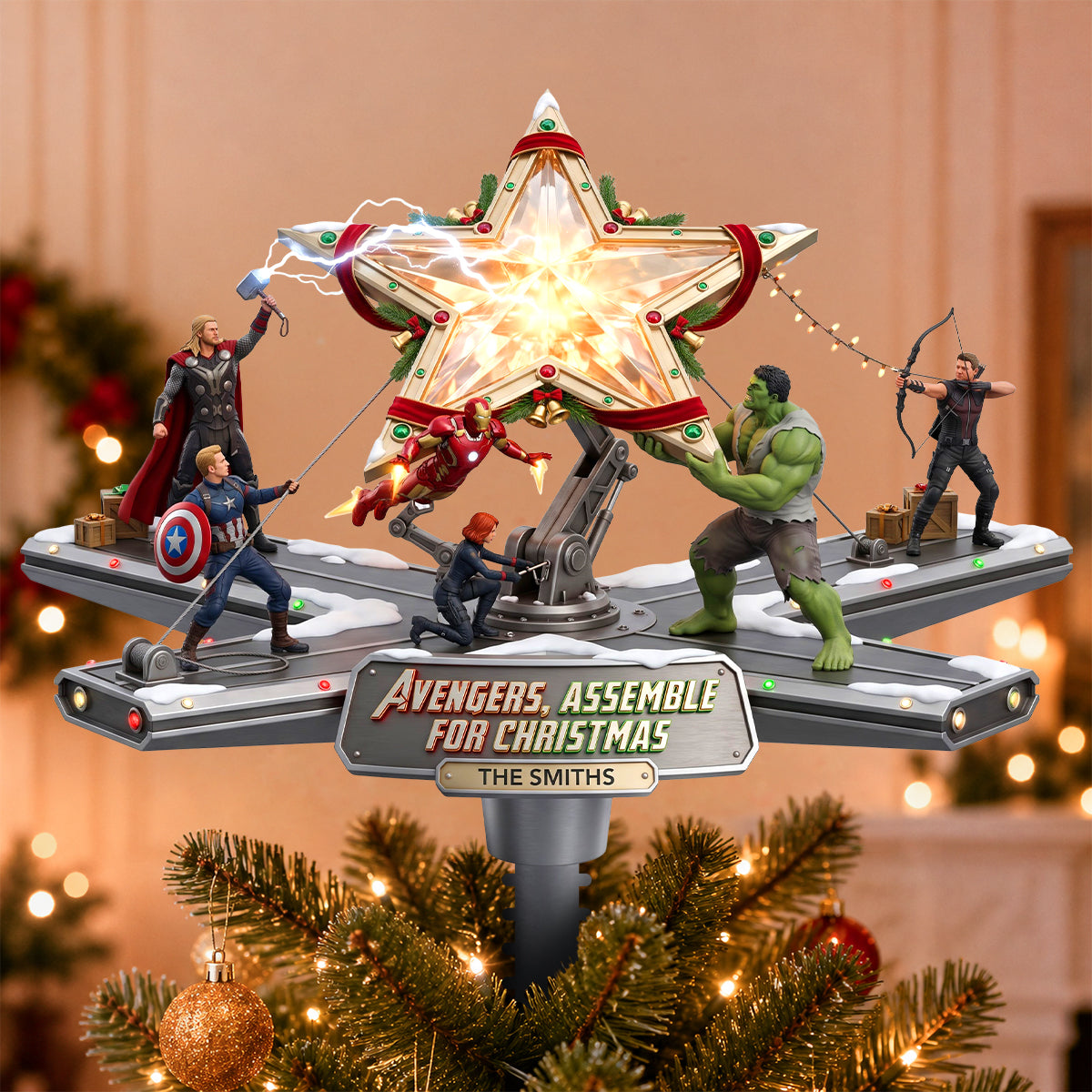 Action Squad Acrylic Christmas Tree Topper - Personalized Gifts For Family 05hadh250826