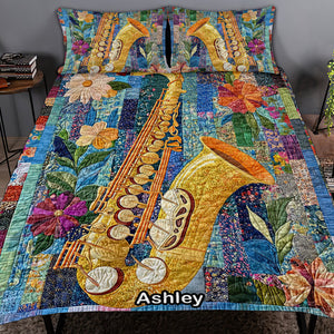 Vibrant Saxophone in Bloom, Personalized Gifts For Saxophone Lovers Quilt Bed Set 04QNQN311224-Homacus