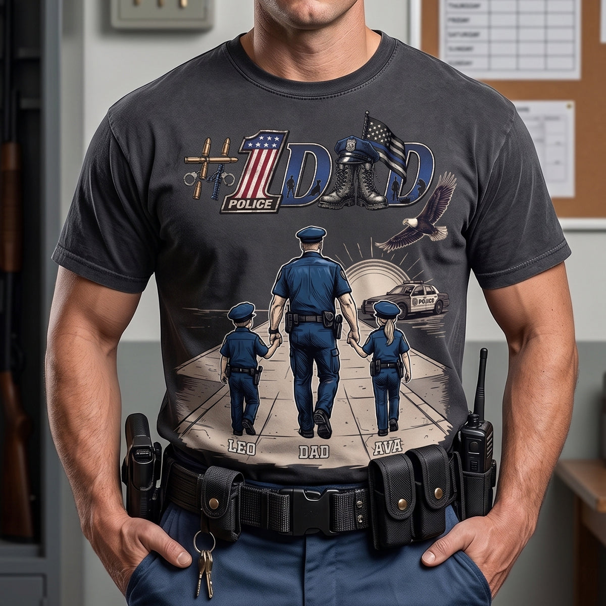 Best Police Dad Ever Shirt - Personalized Gifts For Police Dads 03QHDT250526-Homacus