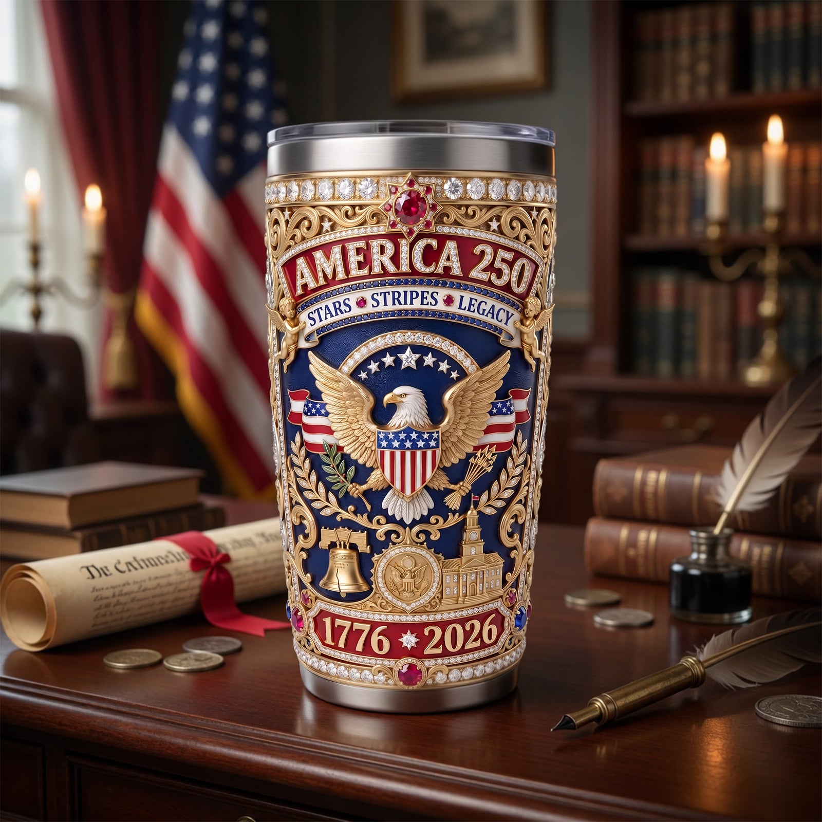 Patriotic 250 USA Tumbler - Personalized Anniversary Gifts 01TYLU110526-Homacus