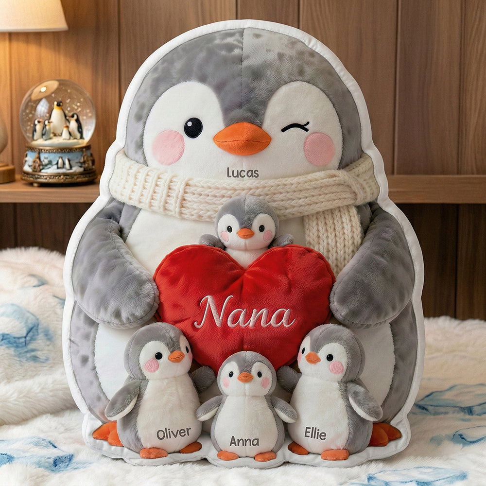 Penguin Mom Pillow - Personalized Gifts For Mom 01NADT020326-Homacus