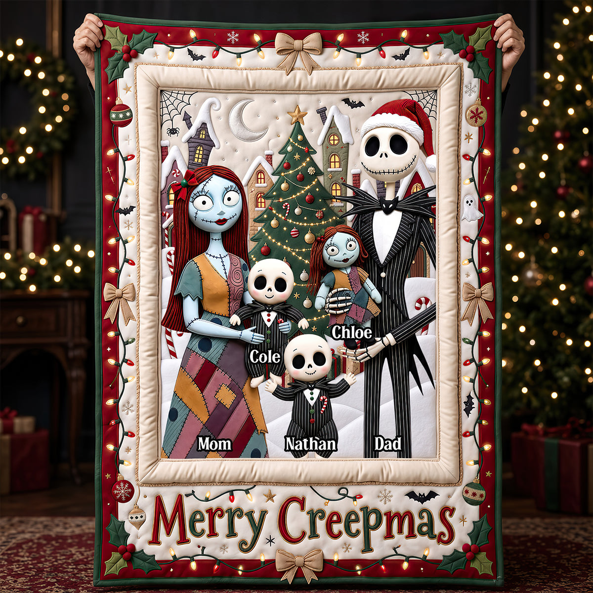 Spooky Family Merry Xmas Blanket - Personalized Christmas Gifts For Family 06padt280926