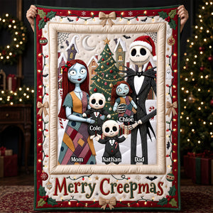 Spooky Family Merry Xmas Blanket - Personalized Christmas Gifts For Family 06padt280926