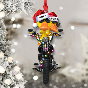 Personalized Gifts For Couple Christmas Ornament Biker Duck Couple 03qhlh0510-Homacus