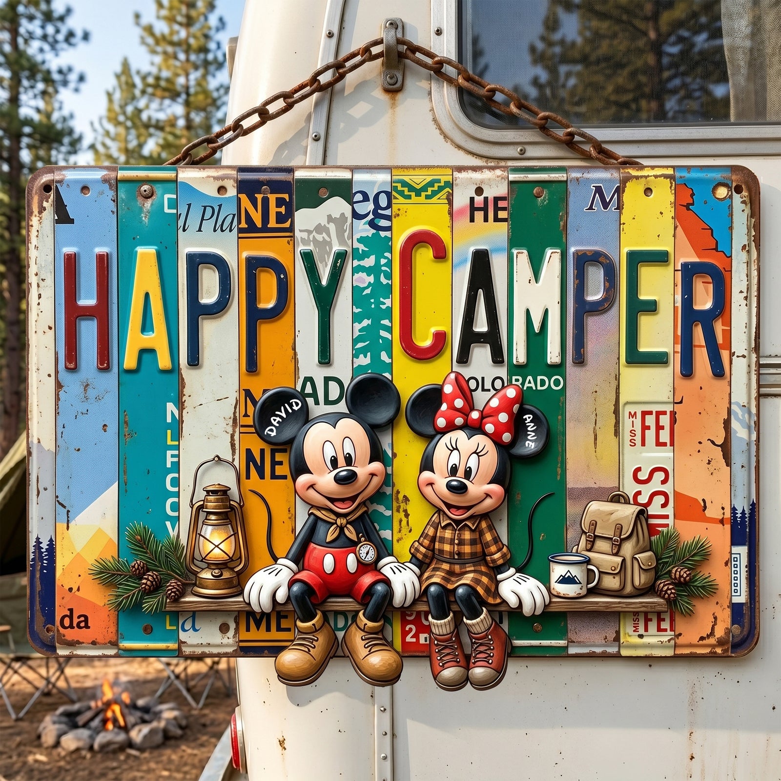 Happy Camper Metal Sign - Personalized Gifts For Couples 04nalu220626-Homacus