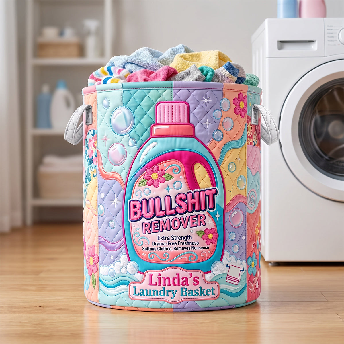 Funny Bottle Quilted Laundry Basket - Personalized Gifts 02hudh110726-Homacus