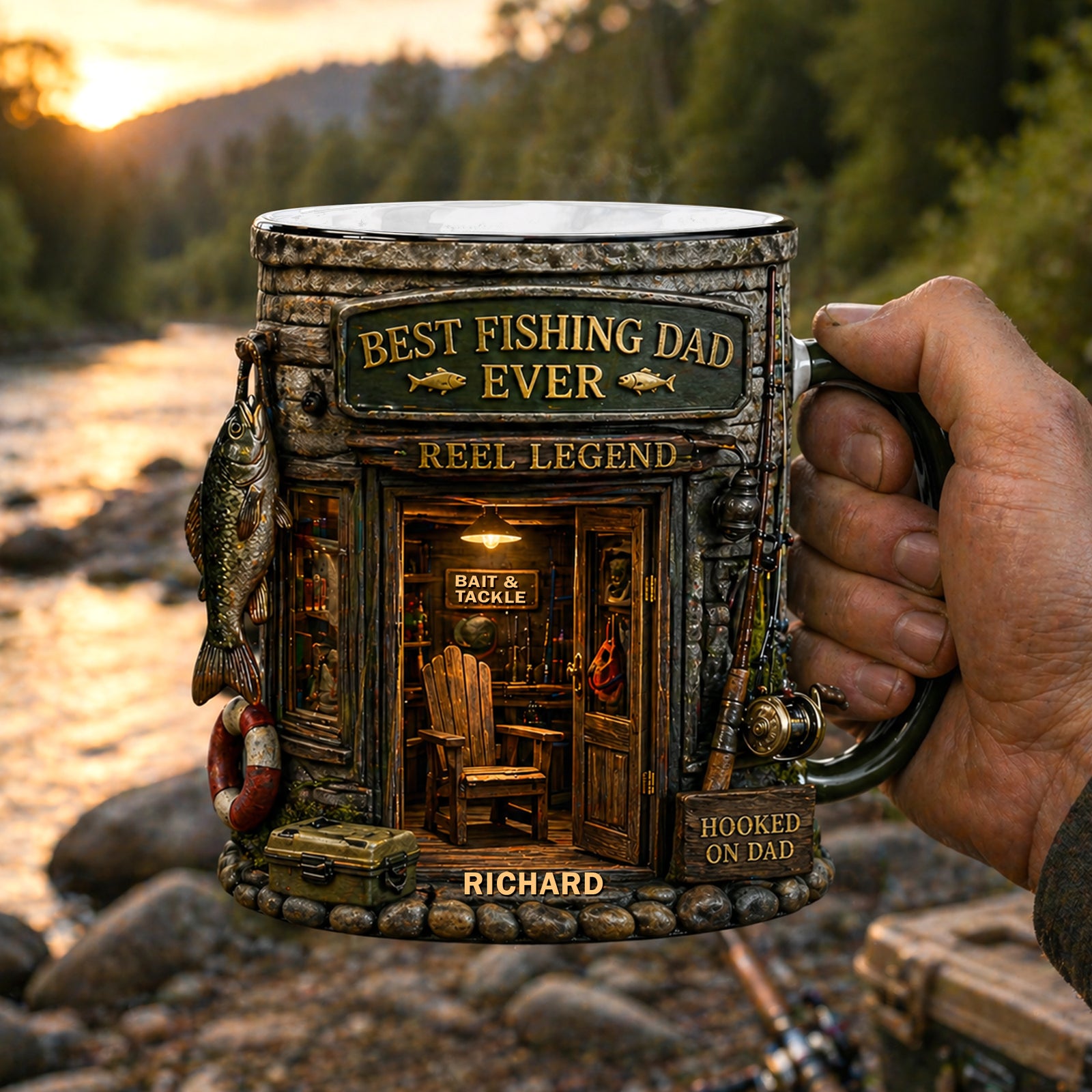 Dad Fishing Nest Magic Mug, Personalized Gifts For Fishing Dad 01qhqn290426-Homacus