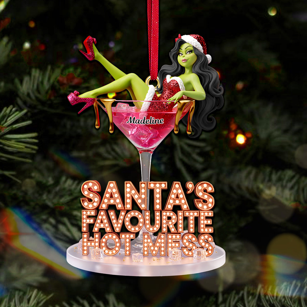Christmas Cocktail Ornament – Funny Personalized Holiday Gifts For Her 01pamg251025-Homacus